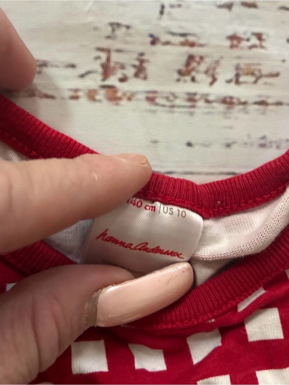 Hanna Andersson Girls Red & White Check Long-Sleeve Pajama Dress Size 10